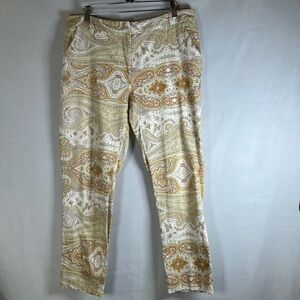 Jules & Leopold Beige Paisley Ankle Pants. Size 10